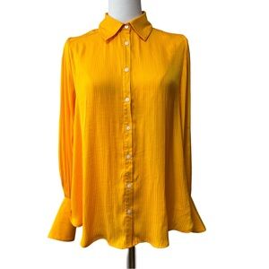 {Free People} "Silky Serena Shirt in Carrot Ginger" Long Sleeve Pinstripe Dress